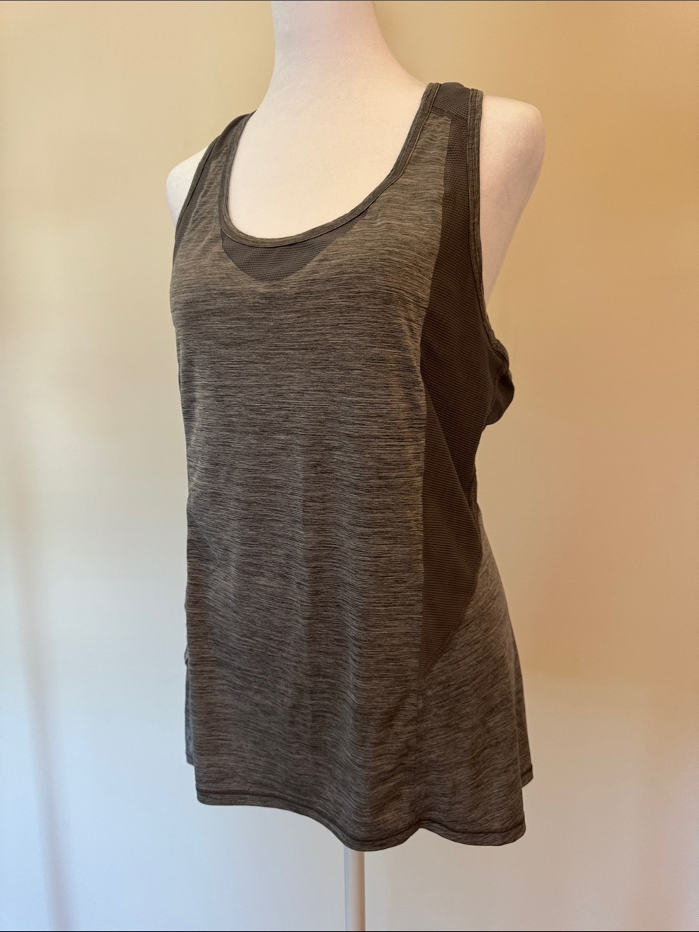 Athleta Gray Charcoal Mesh-Panel Performance Tank